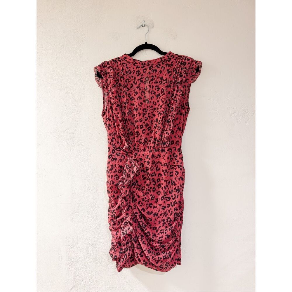 AllSaints Hali Roar Leopard Mini Dress in Black Pink Size 6 - Picture 2 of 9